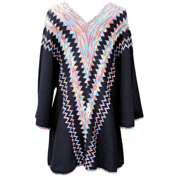 1970s Cuddle Knit Sweater, Op-Art Zigzag Rainbow, Wintuk Acrylic, Size M/L - Picture 4 of 6